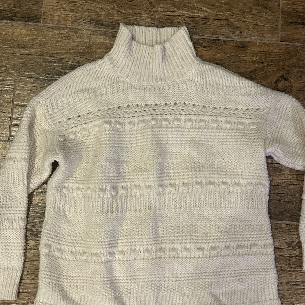 Lou & Grey Cream Textured Mock Turtleneck Sweater - image 4